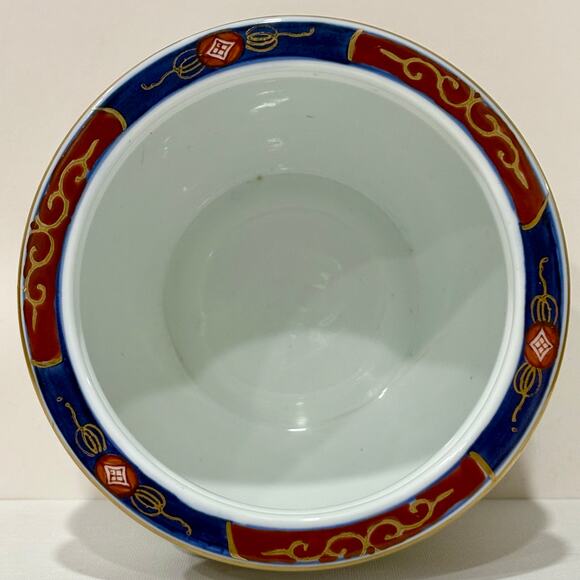 Vintage Japanese GOLD IMARI Hand-Painted Ceramic Vase in Glossy Blue Red Gold - Picture 1 of 11